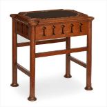 ATTRIBUTED TO SHAPLAND & PETTER OF BARNSTAPLE ARTS & CRAFTS OAK PIANO STOOL, CIRCA 1900