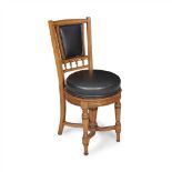 ATTRIBUTED TO BRUCE J. TALBERT FOR GILLOW & CO. VICTORIAN OAK ADJUSTABLE DESK CHAIR, CIRCA 1880