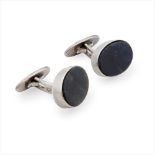 ? GEORG JENSEN PAIR OF SILVER AND LABRADORITE CUFFLINKS, POST 1945