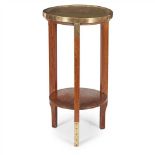 CONTINENTAL SCHOOL OAK AND BRASS-MOUNTED OCCASIONAL TABLE, CIRCA 1920