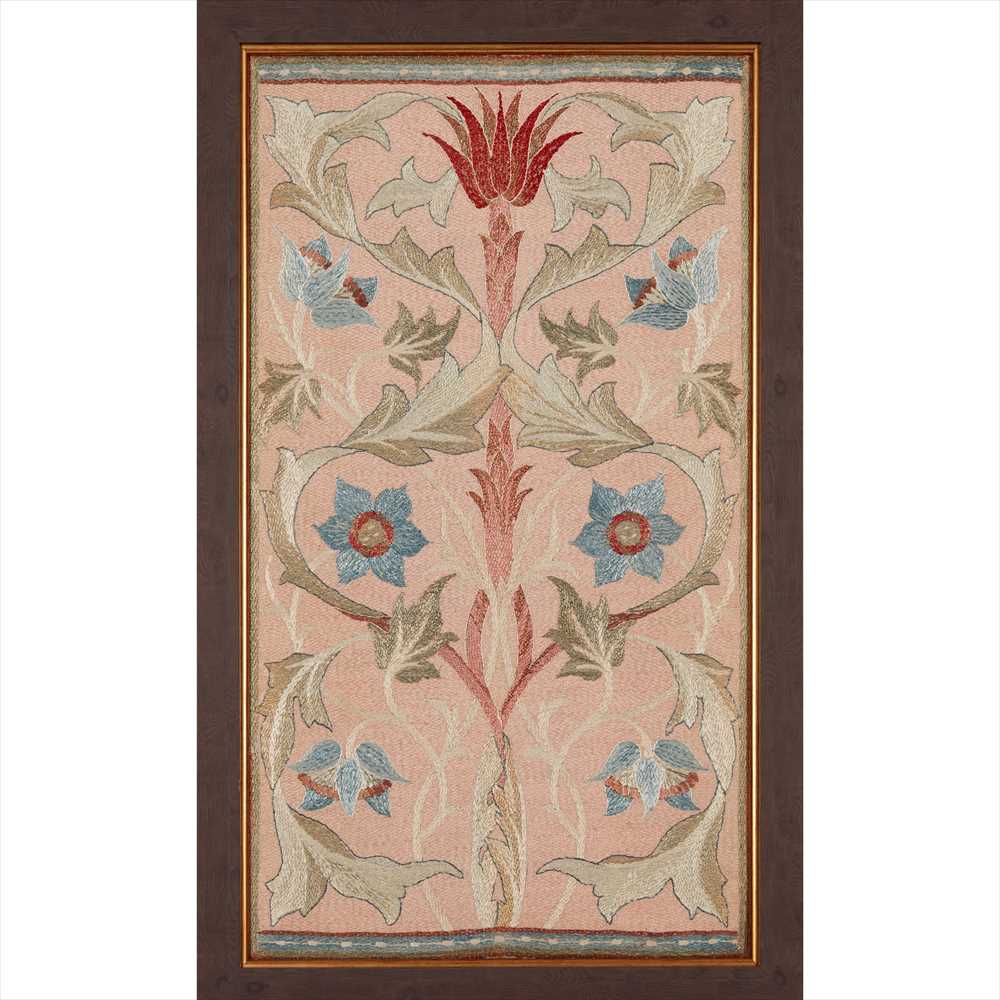 MORRIS & CO., THE DESIGN ATTRIBUTED TO MAY MORRIS EMBROIDERED SILKWORK PANEL, CIRCA 1885