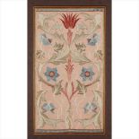 MORRIS & CO., THE DESIGN ATTRIBUTED TO MAY MORRIS EMBROIDERED SILKWORK PANEL, CIRCA 1885