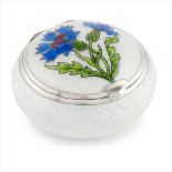 HEINRICH LEVINGER ART NOUVEAU SILVER & ENAMEL PILL BOX, BIRMINGHAM, 1899