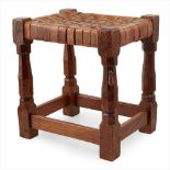 ROBERT 'MOUSEMAN' THOMPSON (1876-1955) EARLY OAK STOOL, CIRCA 1930