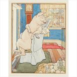 LEONARD LESLIE BROOKE (1862-1940) SET OF EIGHT ORIGINAL ILLUSTRATIONS FOR 'THE THREE LITTLE PIGS,