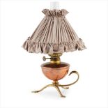 W.A.S. BENSON (1854-1924) ARTS & CRAFTS BRASS AND COPPER OIL LAMP,  CIRCA 1890