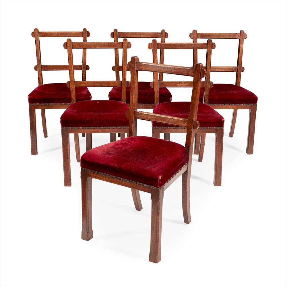 ENGLISH SCHOOL SET OF SIX GOTHIC REVIVAL OAK DINING CHAIRS, CIRCA 1880