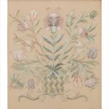 ENGLISH SCHOOL ARTS & CRAFTS EMBROIDERED SILKWORK PANEL, CIRCA 1900