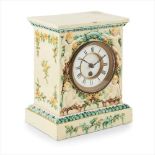 APHRA PEIRCE FOR DELLA ROBBIA POTTERY, BIRKENHEAD RARE TERRACOTTA MANTEL CLOCK, CIRCA 1903