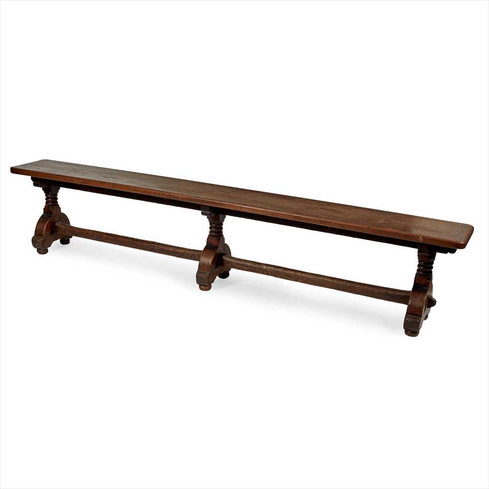 ENGLISH SCHOOL PAIR OF GOTHIC REVIVAL OAK BENCHES, CIRCA 1870 - Image 2 of 3