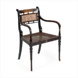 GEORGE WALTON (1867-1933) FOR MISS CRANSTON'S BUCHANAN STREET TEAROOMS SCARCE EBONISED ARMCHAIR,