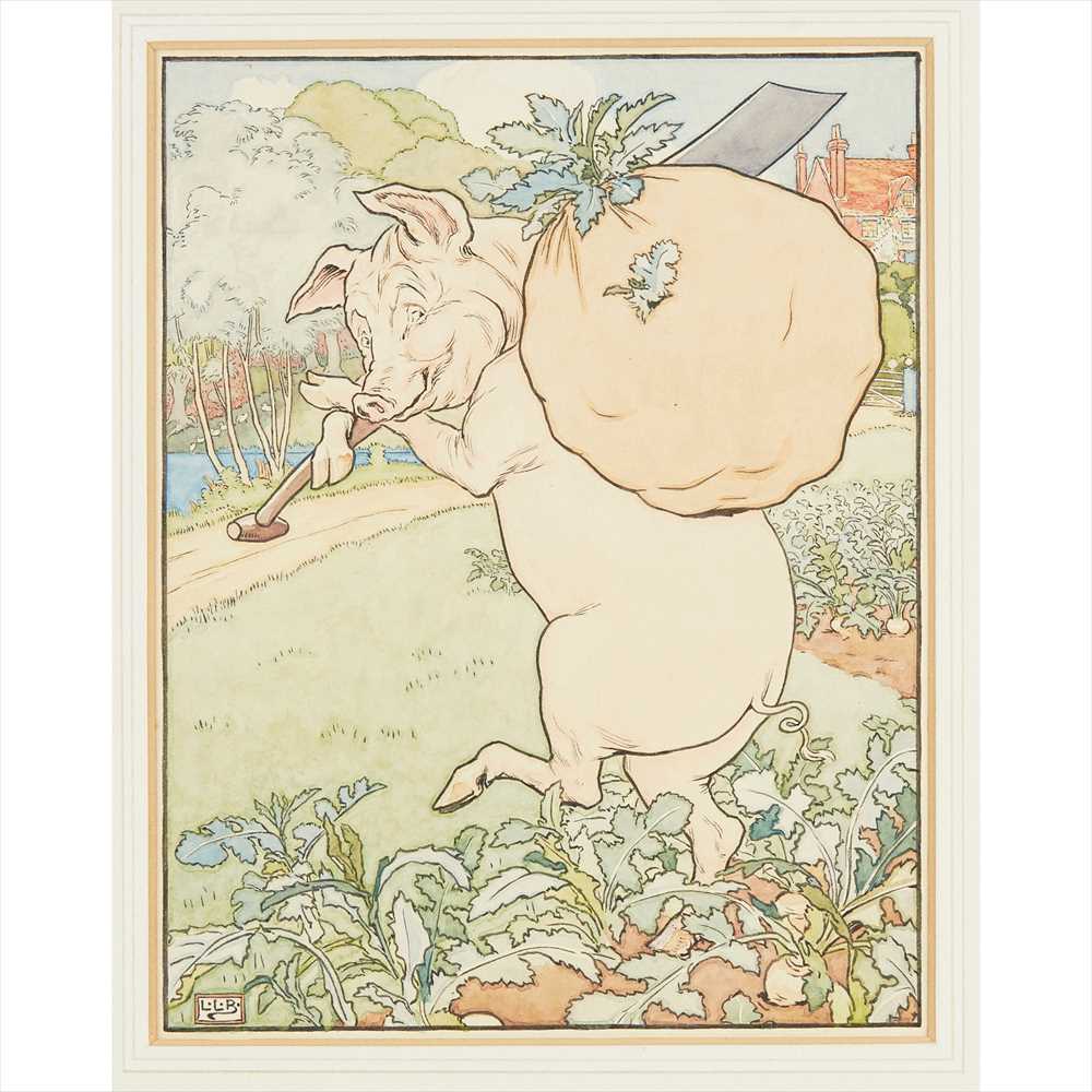 LEONARD LESLIE BROOKE (1862-1940) SET OF EIGHT ORIGINAL ILLUSTRATIONS FOR 'THE THREE LITTLE PIGS, - Image 8 of 19