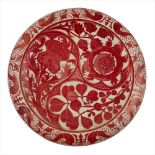 MAW & CO., JACKFIELD LARGE RUBY LUSTRE CHARGER, CIRCA 1890