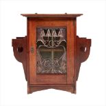 SHAPLAND & PETTER, BARNSTAPLE ARTS & CRAFTS MAHOGANY SMOKER'S CABINET, CIRCA 1900