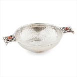 SIBYL DUNLOP (1889-1968) ARTS & CRAFTS SILVER QUAICH, LONDON 1923