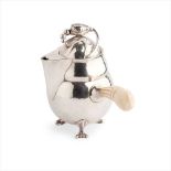 Y GEORG JENSEN (1866-1935) SILVER & IVORY MOUNTED 'MAGNOLIE' CHOCOLATE POT AND COVER, DESIGNED 1905