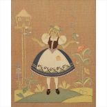 MANNER OF WIENER WERKSTATTE AUSTRIAN SCHOOL WOOLWORK APPLIQUÉ PANEL, CIRCA 1900