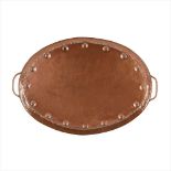 JOHN PEARSON (FL. 1885-1910) ARTS & CRAFTS COPPER TWIN-HANDLED TRAY, CIRCA 1900