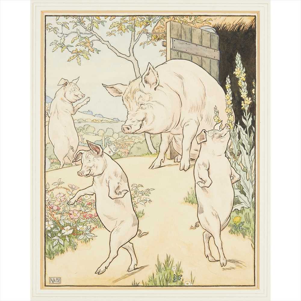 LEONARD LESLIE BROOKE (1862-1940) SET OF EIGHT ORIGINAL ILLUSTRATIONS FOR 'THE THREE LITTLE PIGS, - Image 9 of 19