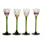 THERESIENTHAL GROUP OF FOUR JUGENDSTIL 'FLOWER FORM' LIQUEUR GLASSES, CIRCA 1900