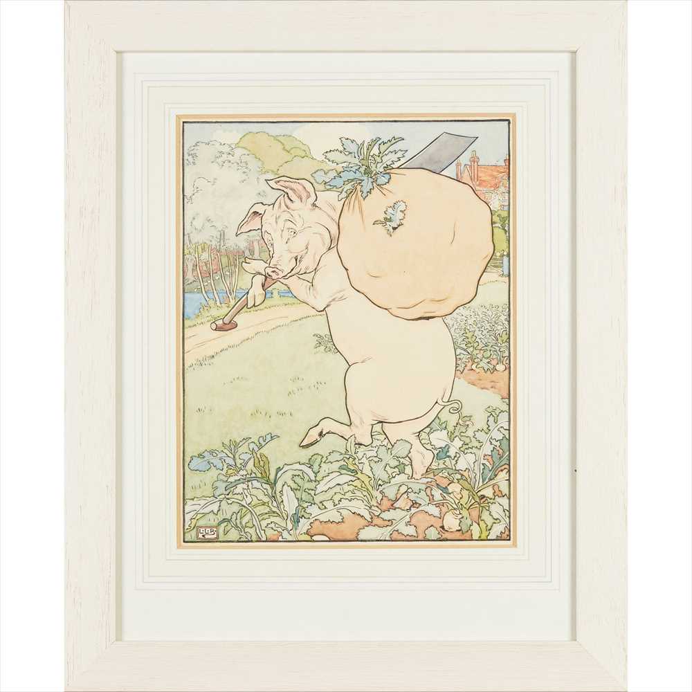 LEONARD LESLIE BROOKE (1862-1940) SET OF EIGHT ORIGINAL ILLUSTRATIONS FOR 'THE THREE LITTLE PIGS, - Image 7 of 19