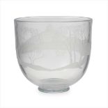 § ALISON KINNAIRD (B. 1949) FOR LINDEAN MILL, SCOTLAND ENGRAVED GLASS BOWL, DATED 1983