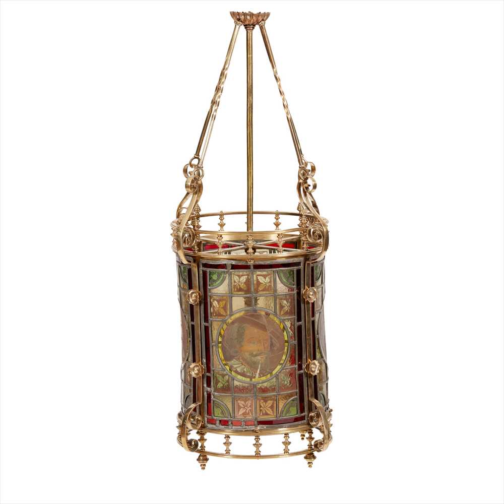 ENGLISH SCHOOL AESTHETIC MOVEMENT BRASS FRAMED HALL LANTERN, CIRCA 1880 - Image 2 of 2