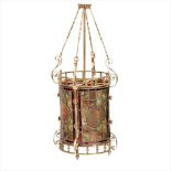 ENGLISH SCHOOL AESTHETIC MOVEMENT BRASS FRAMED HALL LANTERN, CIRCA 1880