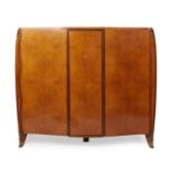 JULES LELEU (1883 –1961) ART DECO BURR WALNUT ARMOIRE, 1930S