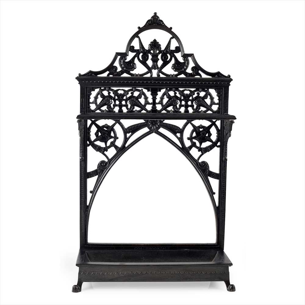 CHRISTOPHER DRESSER (1834-1904) FOR THE COALBROOKDALE COMPANY CAST IRON UMBRELLA STAND, CIRCA 1875