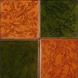 MAW & CO., BROSELEY, SHROPSHIRE FOUR AESTHETIC MOVEMENT FRAMED WALL TILES, CIRCA 1880