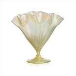 JOHN WALSH WALSH, BIRMINGHAM ENGLISH ART NOUVEAU OPALESCENT GLASS FAN-SHAPED VASE, CIRCA 1900