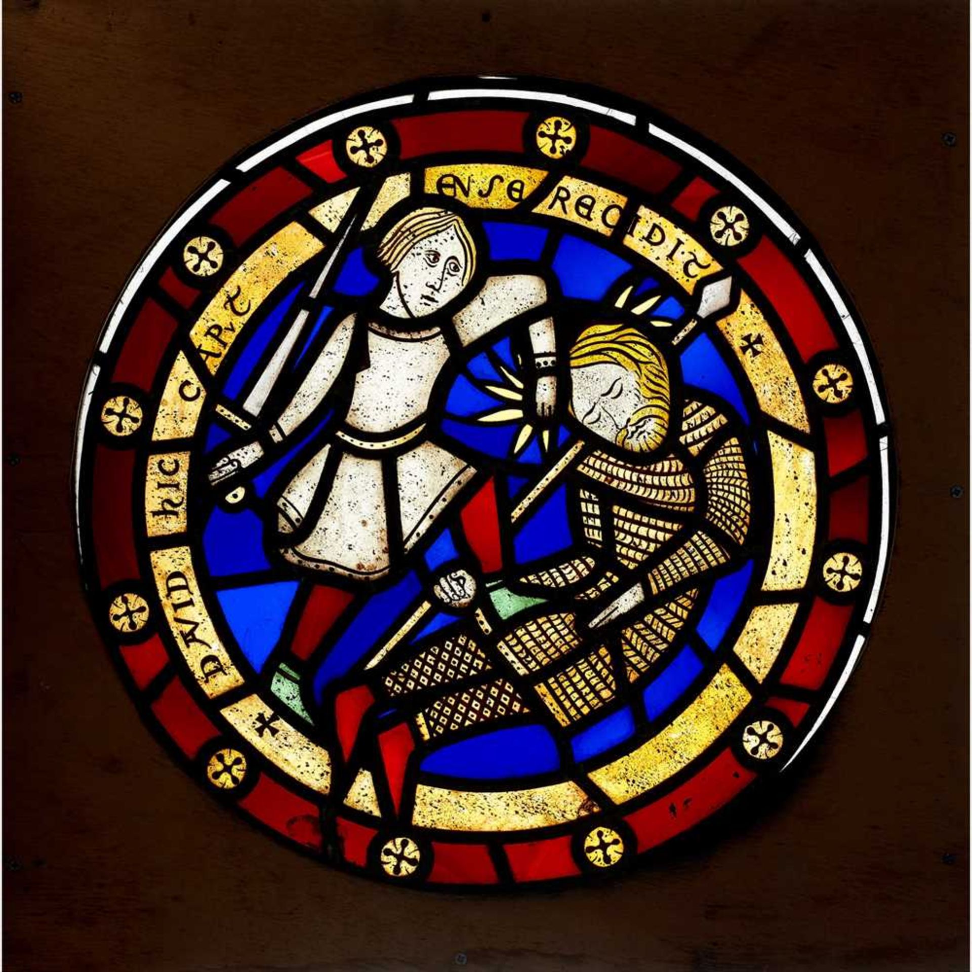 MANNER OF WILLIAM BURGES PAIR OF STAINED GLASS ROUNDELS, MID 19TH CENTURY - Image 2 of 2