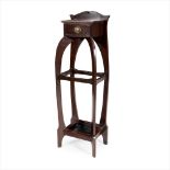 ATTRIBUTED TO LIBERTY & CO., LONDON ARTS & CRAFTS STAINED OAK HALL STAND, CIRCA 1900