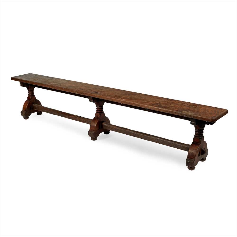 ENGLISH SCHOOL PAIR OF GOTHIC REVIVAL OAK BENCHES, CIRCA 1870 - Image 3 of 3