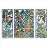 HIGHLAND STONEWARE ‘JUNGLE’ TRIPTYCH TILE PANEL, 1997