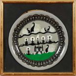 § SCOTTIE WILSON (1888-1972) 'VILLAGE' CERAMIC PLATE, CIRCA 1960