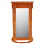 CONTINENTAL SCHOOL ART NOUVEAU OAK FRAMED MIRROR, CIRCA 1920