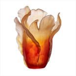 DAUM, FRANCE LARGE PATE-DE-VERRE 'TULIP' VASE, 20TH CENTURY