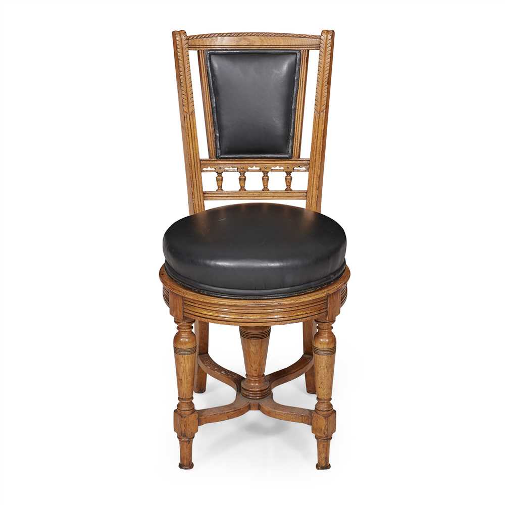 ATTRIBUTED TO BRUCE J. TALBERT FOR GILLOW & CO. VICTORIAN OAK ADJUSTABLE DESK CHAIR, CIRCA 1880 - Image 2 of 2