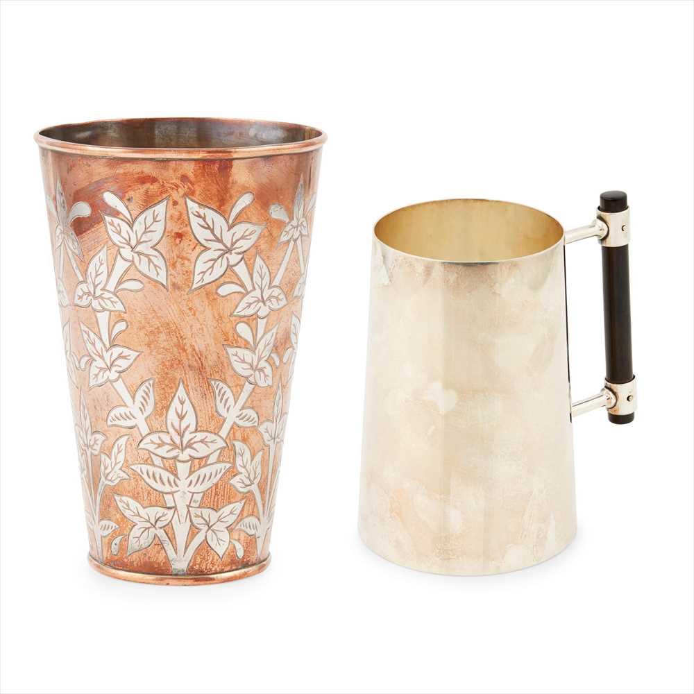 CHRISTOPHER DRESSER (1834-1904) FOR HUKIN & HEATH, LONDON COPPER AND INLAID BEAKER, CIRCA 1880