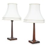 BETTY JOEL (1894-1985) FOR TOKEN FURNITURE NEAR PAIR OF ANDOMAN PADOUK WOOD TABLE LAMPS, CIRCA 1926