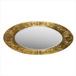 SCOTTISH SCHOOL CELTIC REVIVAL BRASS WALL MIRROR, CIRCA 1920