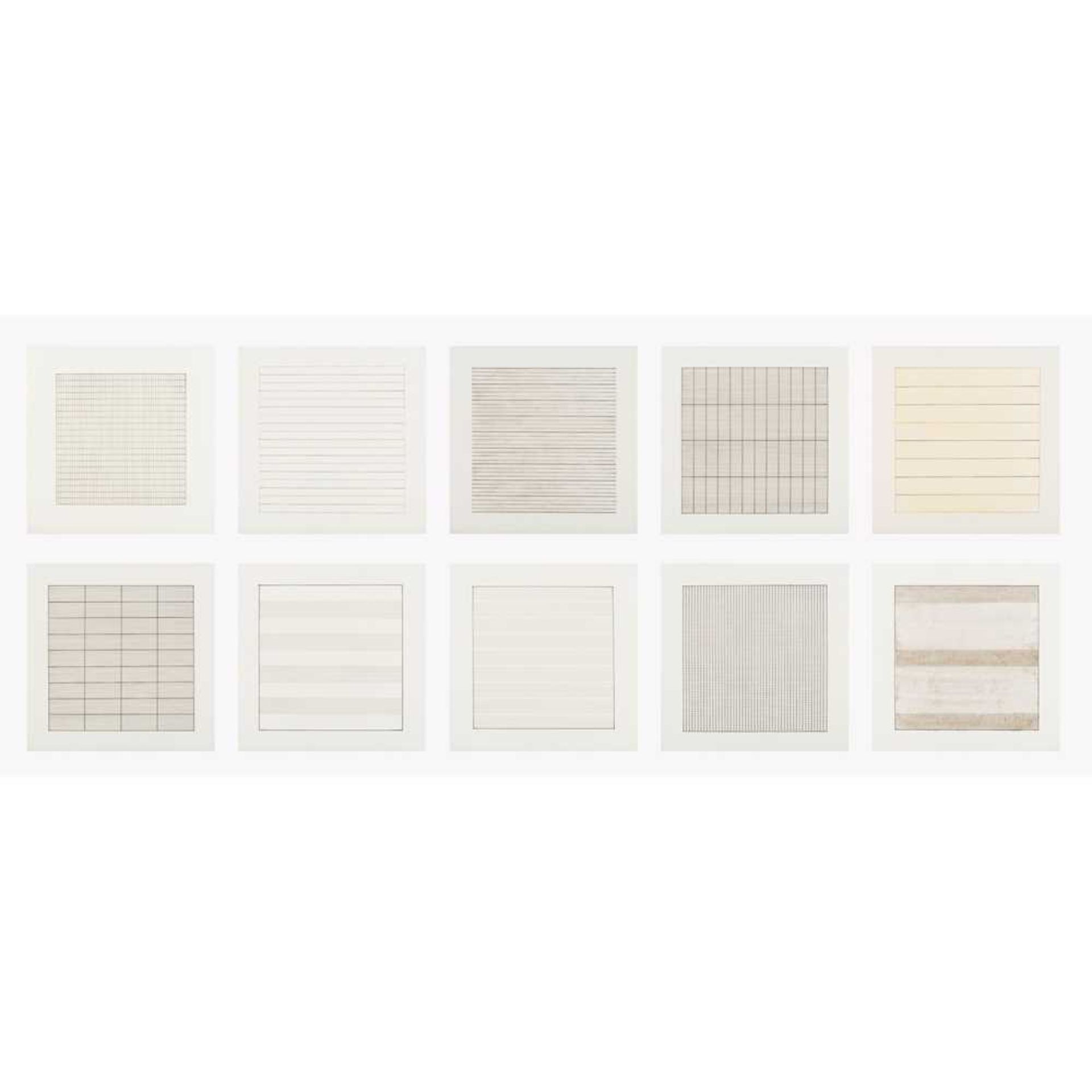 AGNES MARTIN (CANADIAN/AMERICAN 1912-2004) PAINTINGS & DRAWINGS 1974-1990 (SUITE OF 10) - Image 2 of 2