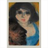 § JOHN HOUSTON R.S.A., R.S.W., S.S.A (SCOTTISH 1930-2008) THE BLUE DRESS