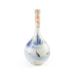 JAPANESE FUKAGAWA BOTTLE VASE MEIJI PERIOD