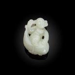 WHITE JADE 'BOY AND GOURD' PENDANT QING DYNASTY, 19TH CENTURY
