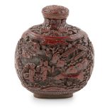 CINNABAR LACQUER SNUFF BOTTLE QING DYNASTY, 19TH CENTURY