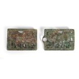 PAIR OF ORDORS BRONZE BELT BUCKLE PLAQUES WARRING STATES