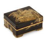 JAPANESE DAMASCENE IRON BOX AND COVER MEIJI PERIOD